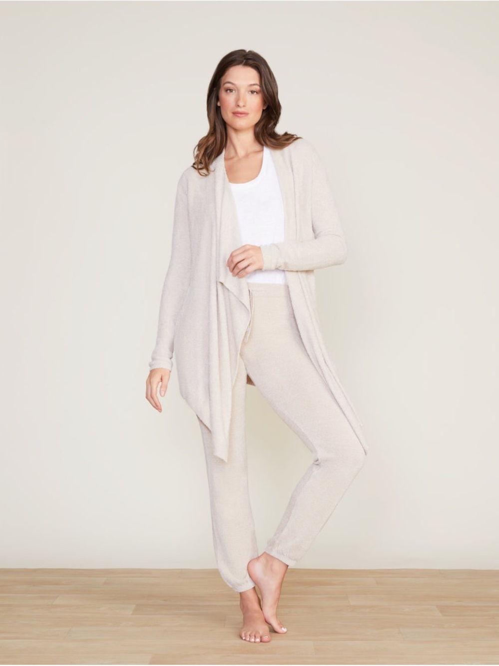 Barefoot Dreams CozyChic Lite Cream Draped Cardigan